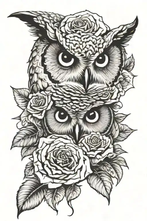 rose patterns with a dart and owl eyes  tattoo design idea