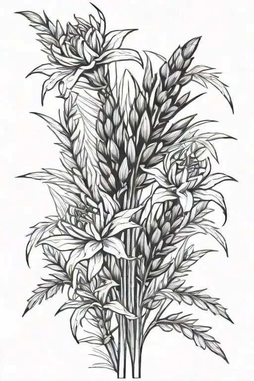 hay stalks and indian paintbrush  tattoo design idea