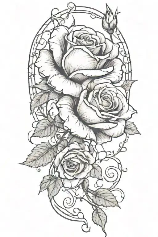 A big rose with vines coming out of it tattoo design idea