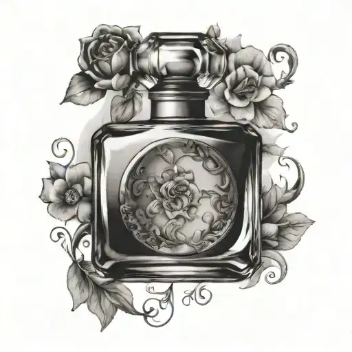 perfume bottle vintage minimalist tattoo design idea