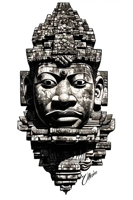 Machu Pichu Angkor Watt Cambodian Style tattoo design idea