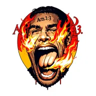 "Acts 2:3" The side profile of a man with a tongue that's on fire descending into his mouth tattoo design idea