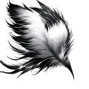 white bird feather , with lighting bolt striking tattoo design idea