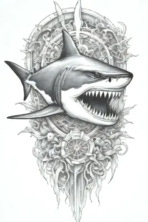 shark skeleton tattoo design idea