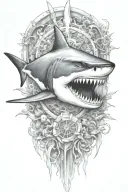 shark skeleton tattoo design idea