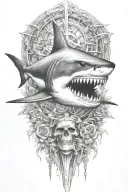 shark skeleton tattoo design idea