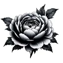 Can you generate this tattoo design for a girl using this description?—Tattooed there was a gray and black peony with tattoo design idea