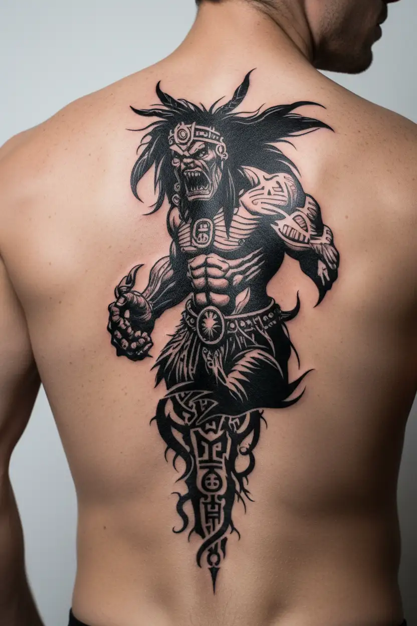 native american chief hulk monster roaring tattoo design idea