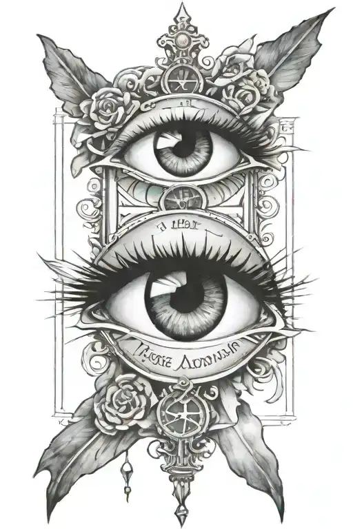 eye with a cross in it with Bible verse Matthew 6:23 next to the eye and 3 roman numerals dates on the other side of it  tattoo design idea