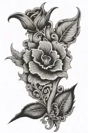 the word sonder going down my neck with the letter o is the shaped of the flower and the stem going down with the words tattoo design idea