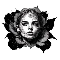 Create a tattoo sketch based on the description  Description of the sketch  Style: Monochrome graphic with stippling tattoo design idea