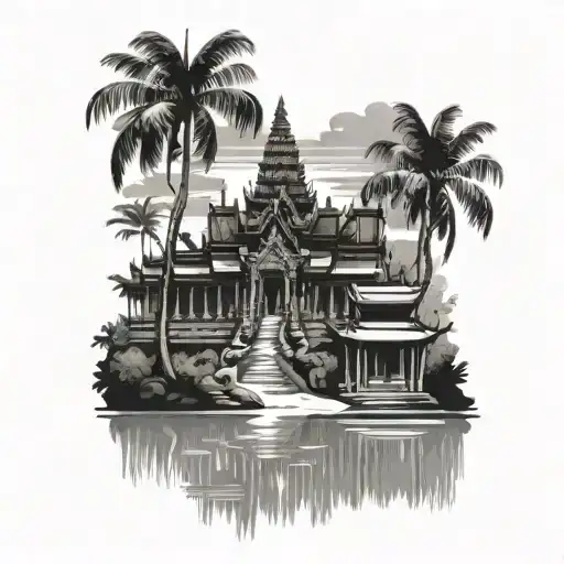 cambodia scenery tattoo design idea