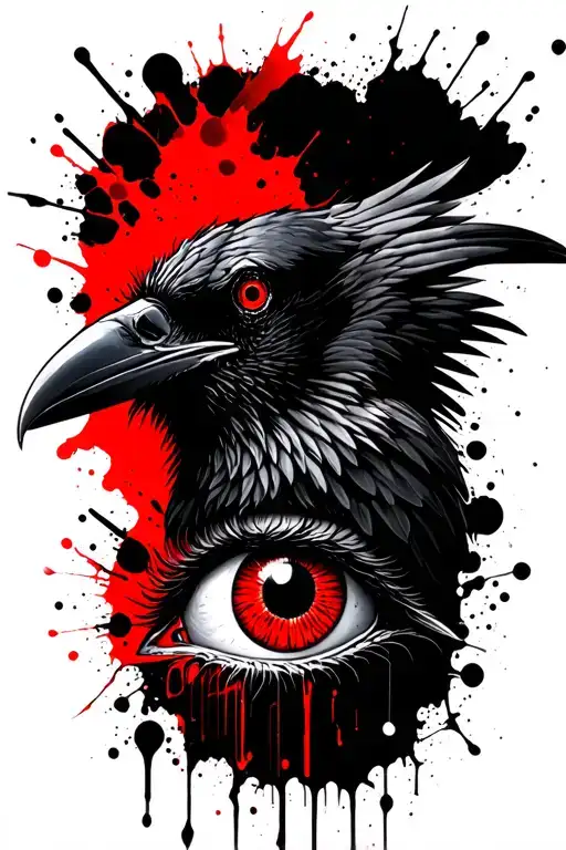 Raven and Eye of the God tattoo design idea