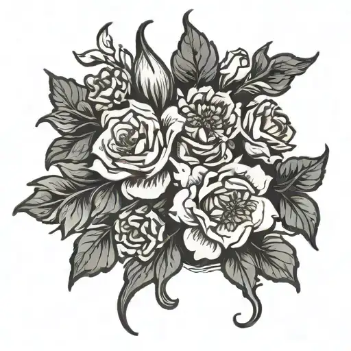 Ophelia's flowers intertwined tattoo design idea