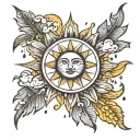 sun shining and raining   tattoo design idea