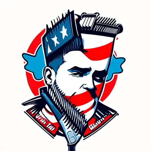 barber clippers barber pole tattoo design idea