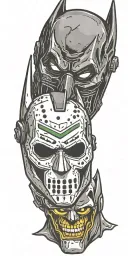 jason friday the 13th mask on skull batman mask on skull tattoo design idea