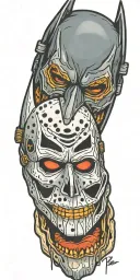 jason friday the 13th mask on skull batman mask on skull tattoo design idea