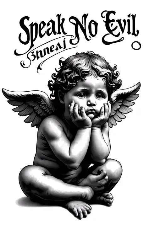 cherub speak no evil speak no evil tattoo design idea