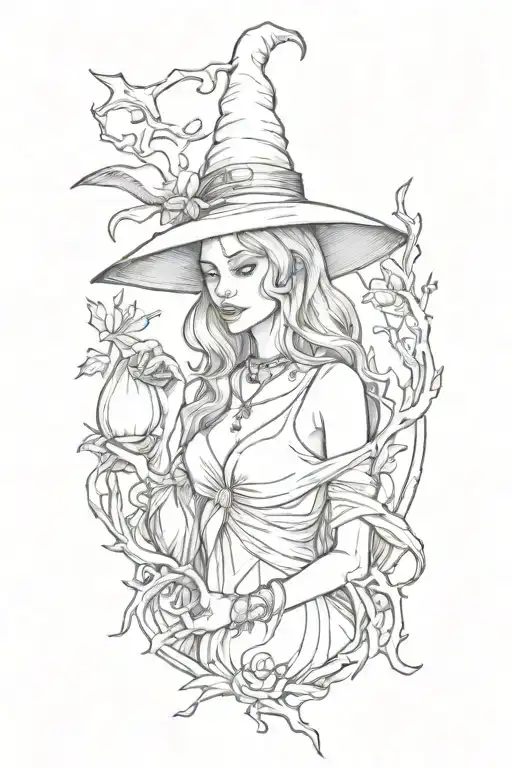 Spooky Mythical Witchy tattoo design idea