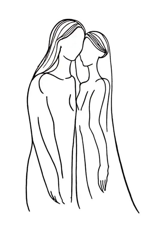 mother an daughter matching tattoo design idea