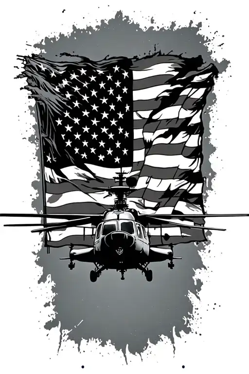 helicopter american flag tattoo design idea