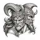 half of the head is Minotaurus's And next half is Theseus 's, Athenian warrior tattoo design idea