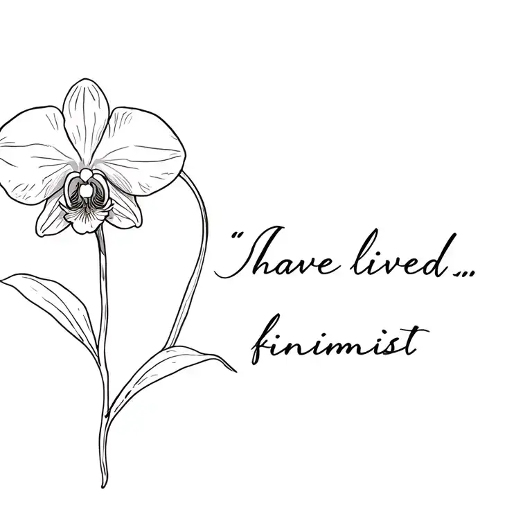 orquidea y frase "I have lived tattoo design idea