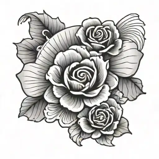 Japanese Fan With Rose tattoo design idea