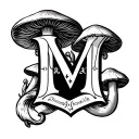 "M" "M" gothic mushroom coat of arms tattoo design idea