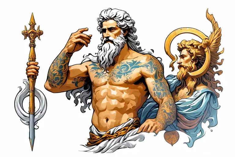 zeus y poseidon tattoo design idea