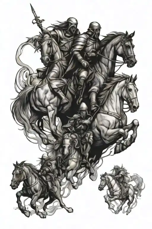 4 horseman of the apocalypse tattoo design idea