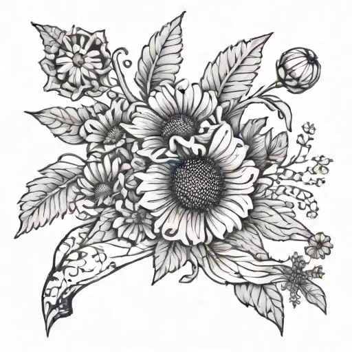 - Everything about us is tough”- Tate  flower (daisy)- ribbon (cancer for family members)- Musta got lost (poppy’s so tattoo design idea