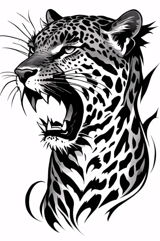 leopard growling shoulder piece tattoo design idea