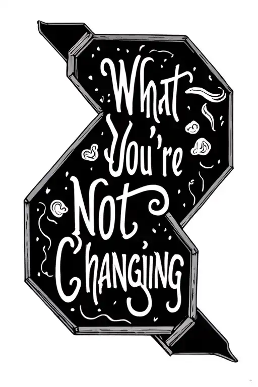 "What you're not changing" Hectagon frame. The word perspective inside surounded by the hectagon frame. tattoo design idea