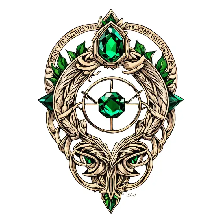 multifaceted emerald with Gemini sign tattoo design idea