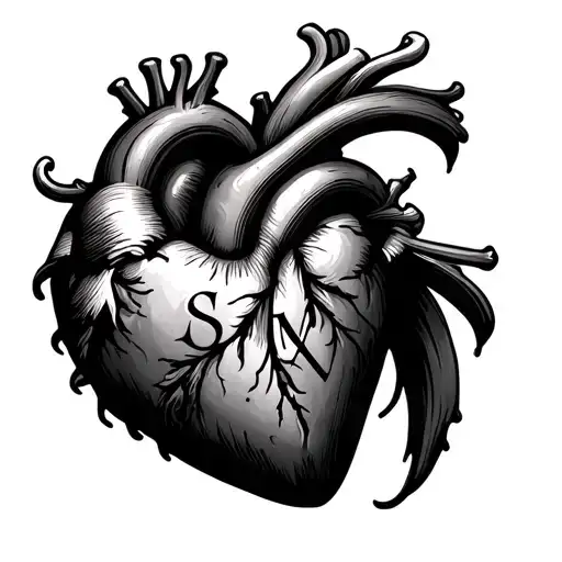 heart with initials slm tattoo design idea