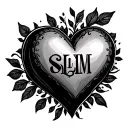 heart with initials slm tattoo design idea
