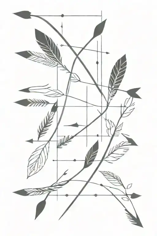 arrow with feathers names incorporated tattoo design idea