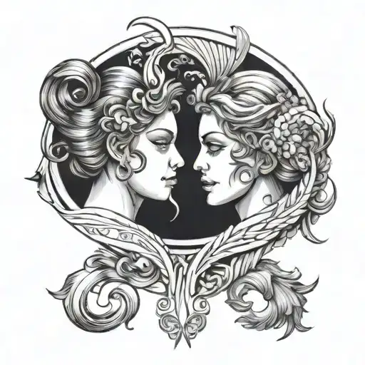 Gemini And Pisces tattoo design idea