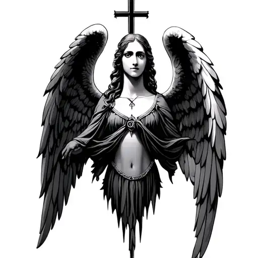 gothic Christian angel country  tattoo design idea