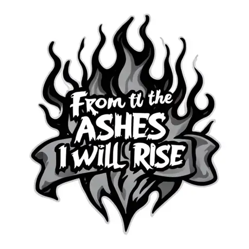 "From the ashes I will rise" flames left arm tattoo design idea