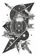 arrow and sagittarius astrological sign, bow, sagittarius constellation, astrological fire symbol, Jupiter glyph tattoo design idea