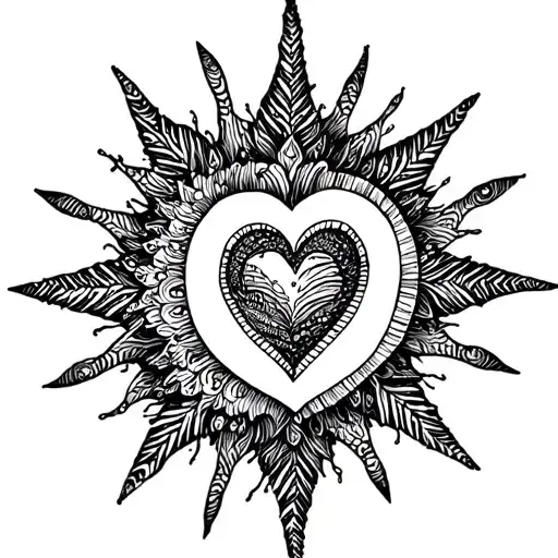 wave snowflake heart sun tattoo design idea