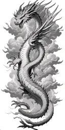leviathan, virgo, typhoon, wings, clouds, dragon, fighting, midgar background, manlike body, storm, lightning tattoo design idea