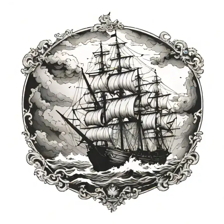 boat 18th century tattoo design idea