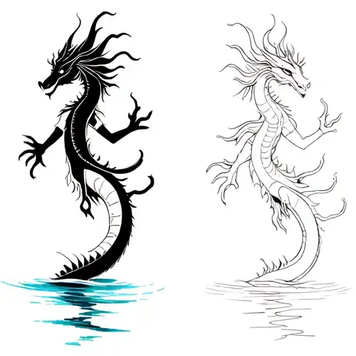 shiva walking on water dragon tattoo design idea