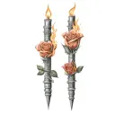 burning roses tattoo design idea