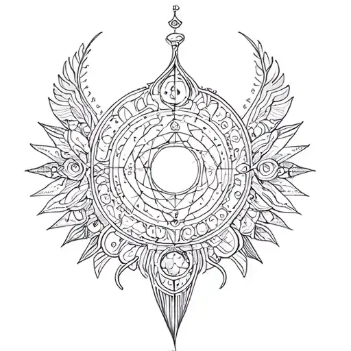 Finline with Dotart, Aquarius with Libra in a kind of mandala tattoo design idea