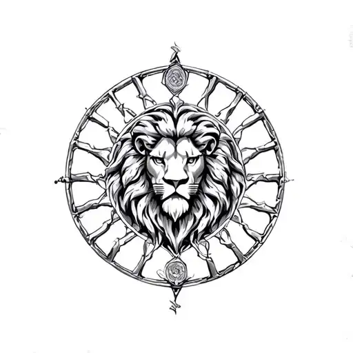 Czech lion romani wheel tattoo design idea